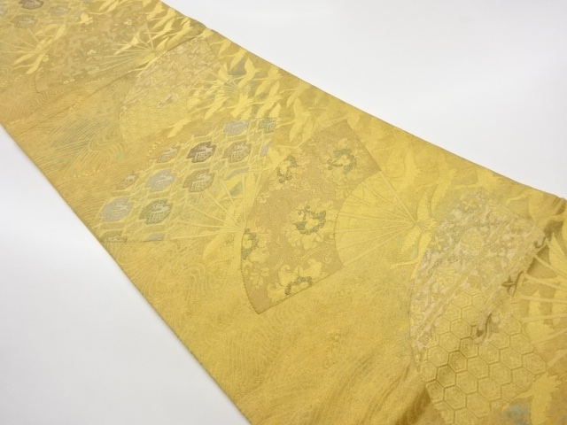 リサイクル　扇に名物裂模様織出し袋帯